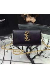 Saint Laurent Black Grained Leather Chain Wallet Y221230 VS05071