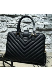 Saint Laurent Cabas Smooth Leather Top Handle Bag Y2764 Black VS09443