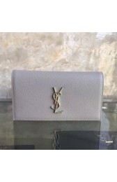 Saint Laurent Cassandre Grained Clutch Bag Light Grey Y230320 VS05885