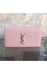 Saint Laurent Cassandre Grained Clutch Bag Pink Y230320 VS03188