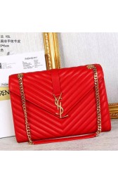 Saint Laurent Classic Large Monogram College Bag In Red Matelasse Leather Y2590 VS07676