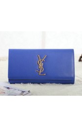 Saint Laurent Classic Monogramme Clutch Original Leather Y5486 Blue VS06560