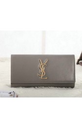 Saint Laurent Classic Monogramme Clutch Original Leather Y5486 Khaki VS00295