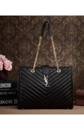 Saint Laurent Classic Monogramme Shopping Tote Bag Cannage Pattern Y5481 Black VS00260