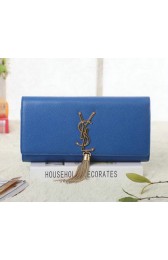 Saint Laurent Classic Monogramme Tassel Cannage Pattern Clutch Y5485 Royal VS09568