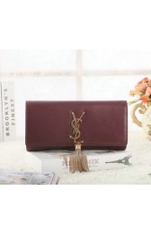 Saint Laurent Classic Monogramme Tassel Original Leather Clutch Y5485 Burgundy VS07045