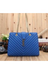 Saint Laurent Large Cabas Cannage Pattern Leather Bag Y26585 Royal VS04318