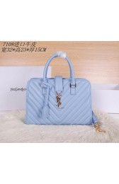 Saint Laurent Medium Cabas Monogram Leather Top Handle Bag Y7108 SkyBlue VS03474