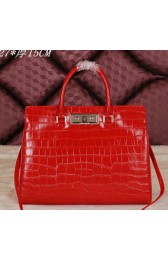 Saint Laurent Medium Trois Clous Croco Leather Tote Bag Y7118 Red VS04045