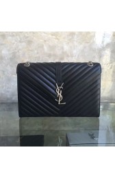 Saint Laurent Monogram Large Kate Chain Shoulder Bag Black Y231220 VS07111