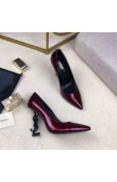 Saint Laurent Patent Leather Pump Burgundy Y080202 VS03546