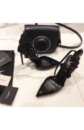 Saint Laurent Patent Leather Sandals Black Y080203 VS09522