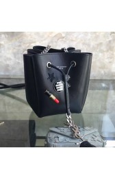 Saint Laurent Sheepskin Mini Bourse Bucket Bag Black Y220350 VS08240