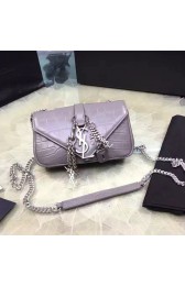 Saint Laurent Small Chain Purse in Grey Croco Leather 201140 VS03155