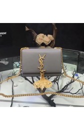 Saint Laurent Small Kate Monogram Tassel Smooth Leather Shoulder Bag Grey Y121260 VS01104