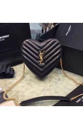 Saint Laurent Small Love Heart Chain Bag In Black Matelasse Leather 191110 VS08381