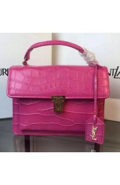 SAINT LAURENT Structured Top Handle Bag Croco Leather YSL5569 Rose VS05863