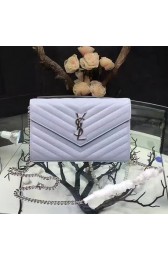 Saint Laurent Violet Grained Matelasse Leather Chain Wallet Y221220 VS05525