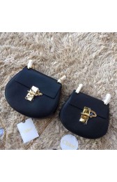 Sale 1:1 Chloe Drew Calf Leather Shoulder Bag Black 151050 VS00010