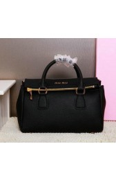 Sale 1:1 Imitation miu miu Calfskin Leather Top-Handle Bag MM3267 Black VS07589