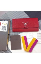 Sale 1:1 Louis Vuitton Taurillon Leather Capucines Wallet Rubis M61471 VS05745