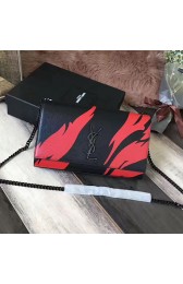 Sale 1:1 Saint Laurent Black and Red Flame Shoulder Bag 364022 VS00130