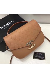 Top Chanel Grained Calfskin CC Flap Bag with Top Handle Khaki A93633 VS05669