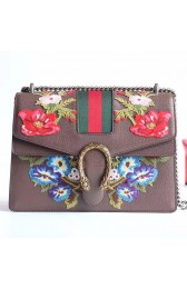 Top Gucci Dionysus Embroidered Leather Shoulder Bag Brown 403348 VS04373
