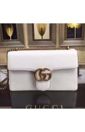 Top Gucci GG Marmont Leather Shoulder Bag White 431777 VS02901