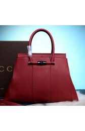 Top Gucci Lady Bamboo Leather Top Handle Bag 370815 Red VS05274