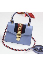 Top Gucci Sylvie Leather Mini Bag Light Blue 470270 VS08110