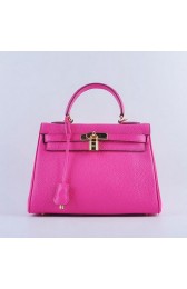 Top Hermes Kelly 28cm Shoulder Bags Peach Grainy Leather Gold VS03405