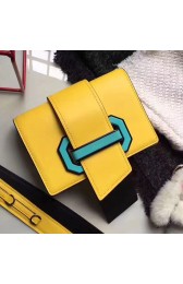 Top Prada Plex Ribbon Calf Leather Bag Yellow & Black 1BD068 VS09260
