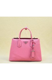 Top Prada Twin Saffiano Cuir Leather Tote Bag BN2748 Pink VS05138