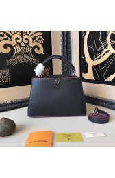 Top Replica Louis Vuitton Taurillon Leather Capucines PM Black and Rose M42237 VS04215