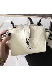 Toy YSL Mini Cabas Bag in Off-white Leather 452322 VS05465