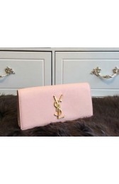 YSL Classic Monogramme Clutch Grainy Leather 311213 Pink VS09404