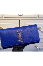 YSL Classic Monogramme Clutch Horse Hair 311213 Blue VS05110