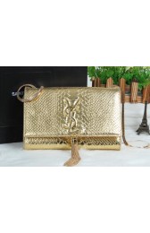 YSL Monogramme Cross-body Shoulder Bag Croco Leather Y311218 Gold VS04327