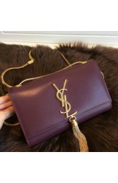 YSL Monogramme Cross-body Shoulder Bag Smooth Leather Y311218 Burgundy VS02729