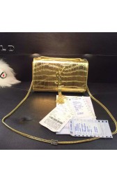 YSL Monogramme Tassel Shoulder Bag in Gold Croco Leather Y8200 VS06117