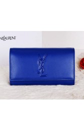 Yves Saint Laurent Belle De Jour Calf Leather Clutch Y7143 Royal VS06146