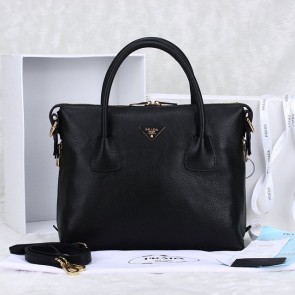 2014 Newest Prada Grainy Calf Leather Two-Handle Bag BN0890 in Black LSS VS08690