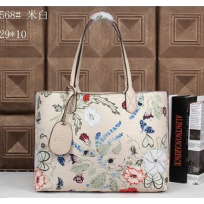 2015 Gucci Reversible GG Leather Tote Bag 368568 White VS08144