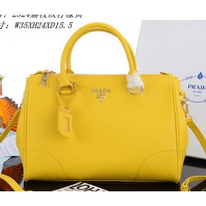 AAA Copy PRADA Litchi Leather Tote Bag PBN2324 Yellow VS04431
