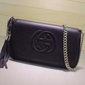 AAA Gucci Soho Leather Shoulder Bag Black 336752 VS04140