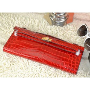 AAA Hermes Kelly Clutch Bag Croco Leather K31 Red VS03626