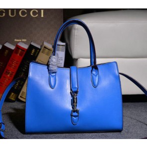 AAA Imitation Gucci Jackie Soft Leather Top Handle Bag 365460 Blue VS01563