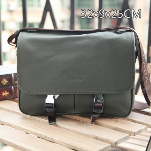 AAA Imitation Prada Grainy Calf Leather Messenger Bag VA0768 Dark Green VS06363