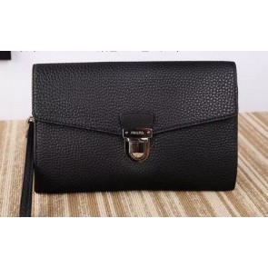 AAA Prada Grainy Leather Document Holder P0074 Black VS01038